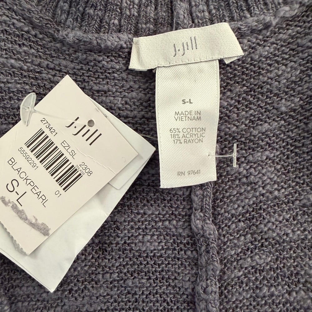 NWT J. Jill Womens Black Pearl Marled Grey Button Front Poncho Ruana Cardigan - Picture 5 of 8